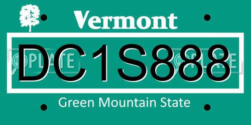 DC1S888 Vermont License Plate