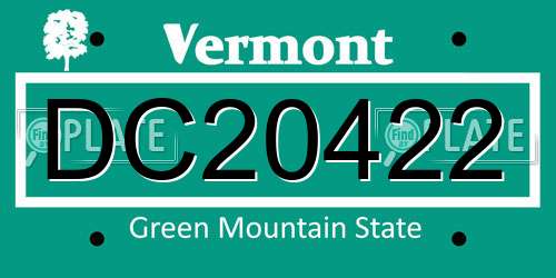 DC20422 Vermont License Plate