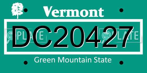 DC20427 Vermont License Plate