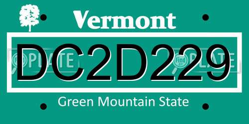 DC2D229 Vermont License Plate
