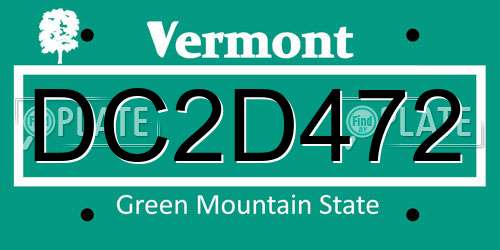 DC2D472 Vermont License Plate