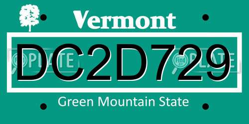 DC2D729 Vermont License Plate