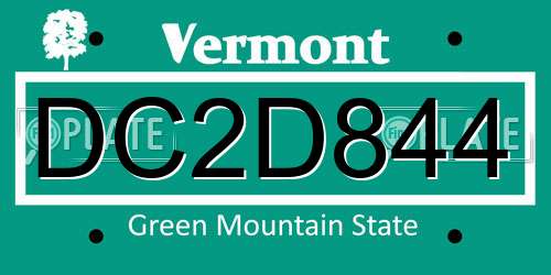 DC2D844 Vermont License Plate