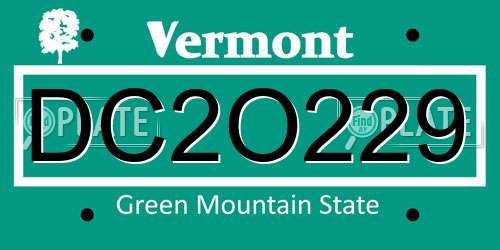 DC2O229 Vermont License Plate