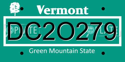 DC2O279 Vermont License Plate