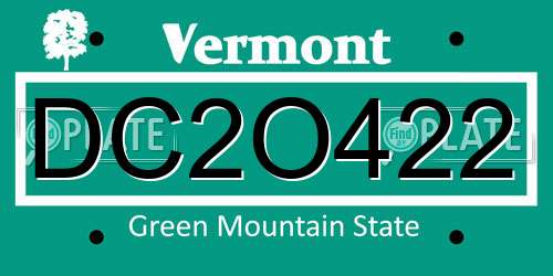 DC2O422 Vermont License Plate
