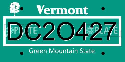 DC2O427 Vermont License Plate
