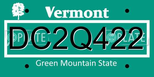 DC2Q422 Vermont License Plate