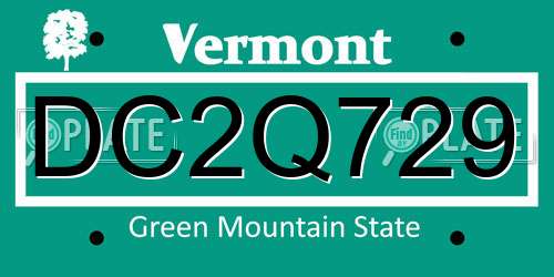 DC2Q729 Vermont License Plate