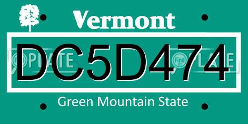 DC5D474 Vermont License Plate