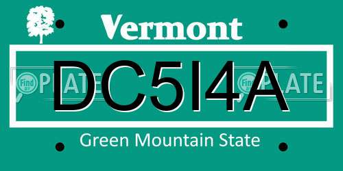DC5I4A Vermont License Plate