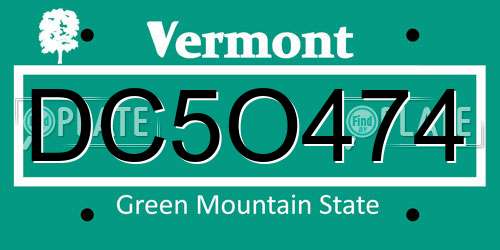 DC5O474 Vermont License Plate