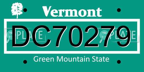 DC70279 Vermont License Plate