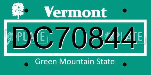 DC70844 Vermont License Plate