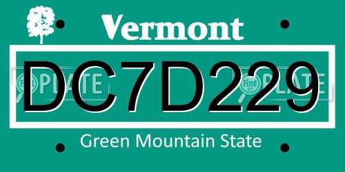 DC7D229 Vermont License Plate
