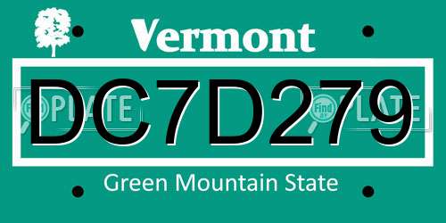 DC7D279 Vermont License Plate