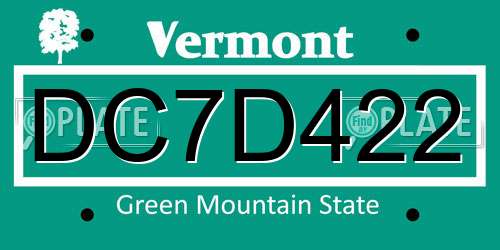 DC7D422 Vermont License Plate