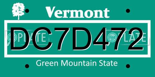 DC7D472 Vermont License Plate