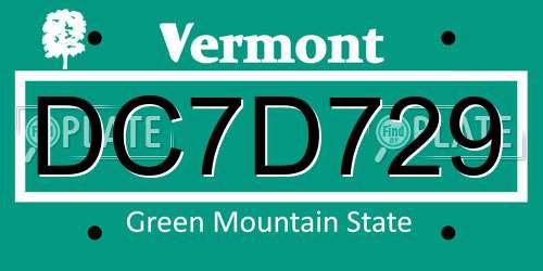 DC7D729 Vermont License Plate