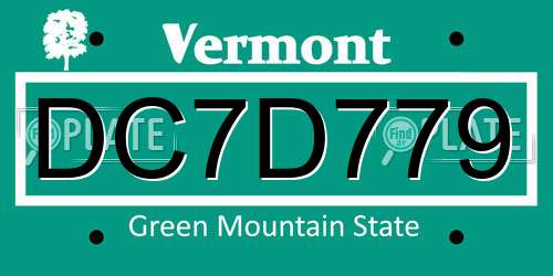 DC7D779 Vermont License Plate