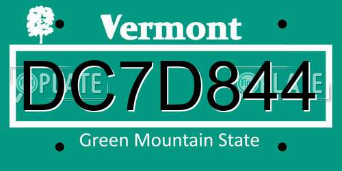 DC7D844 Vermont License Plate