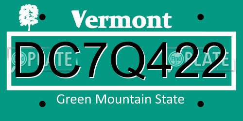 DC7Q422 Vermont License Plate