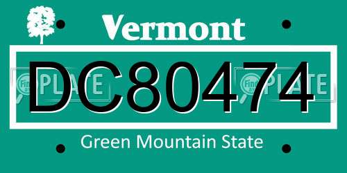 DC80474 Vermont License Plate