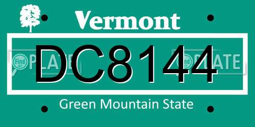 DC8144 Vermont License Plate