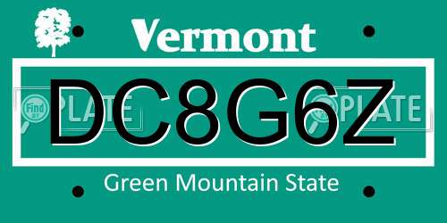 DC8G6Z Vermont License Plate