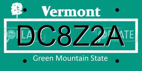 DC8Z2A Vermont License Plate