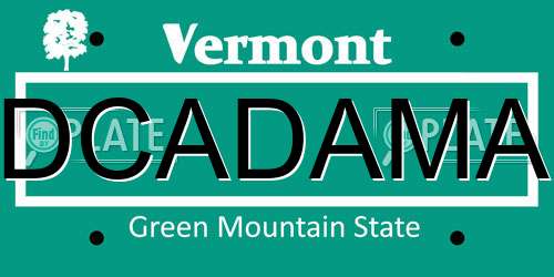 DCADAMA Vermont License Plate
