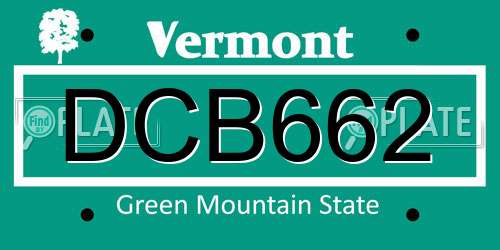 DCB662 Vermont License Plate