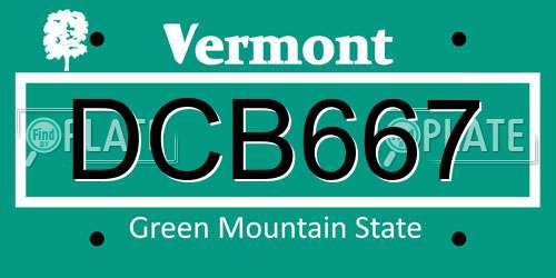 DCB667 Vermont License Plate