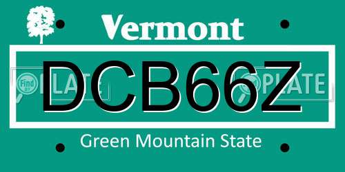 DCB66Z Vermont License Plate