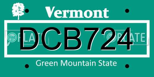 DCB724 Vermont License Plate