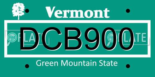 DCB900 Vermont License Plate