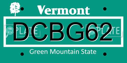 DCBG62 Vermont License Plate