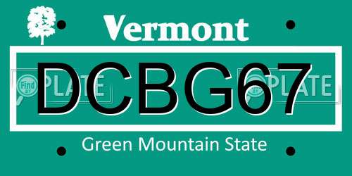 DCBG67 Vermont License Plate