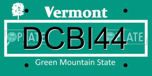 DCBI44 Vermont License Plate
