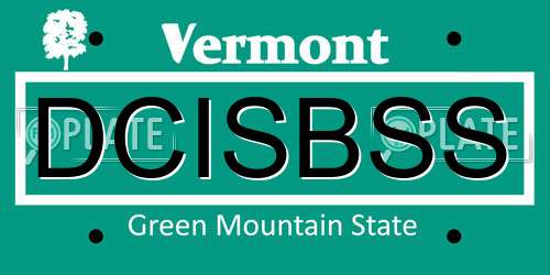DCISBSS Vermont License Plate
