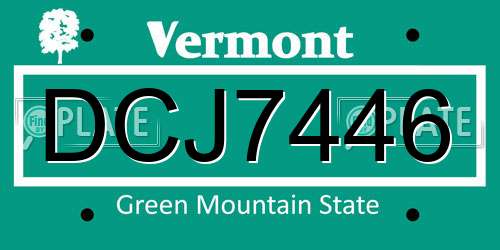 DCJ7446 Vermont License Plate