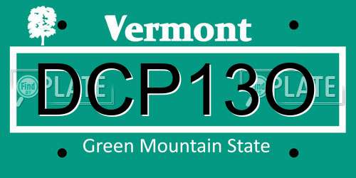 DCP13O Vermont License Plate