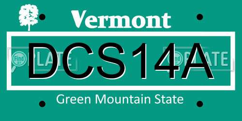 DCS14A Vermont License Plate