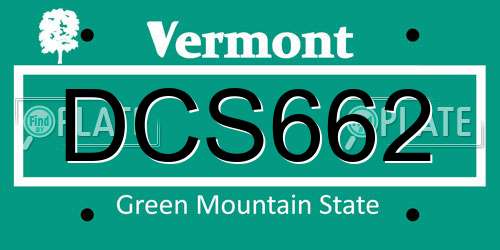 DCS662 Vermont License Plate