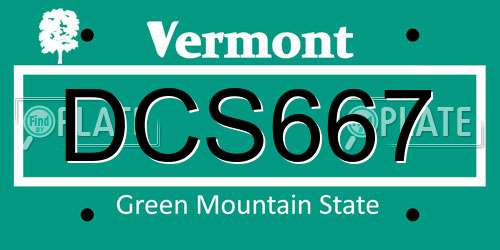 DCS667 Vermont License Plate