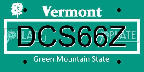 DCS66Z Vermont License Plate