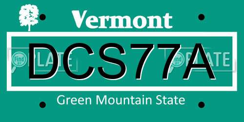 DCS77A Vermont License Plate