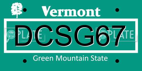 DCSG67 Vermont License Plate