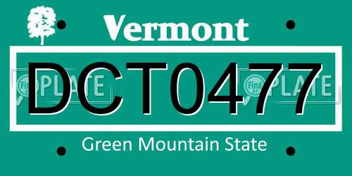 DCT0477 Vermont License Plate