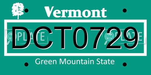 DCT0729 Vermont License Plate